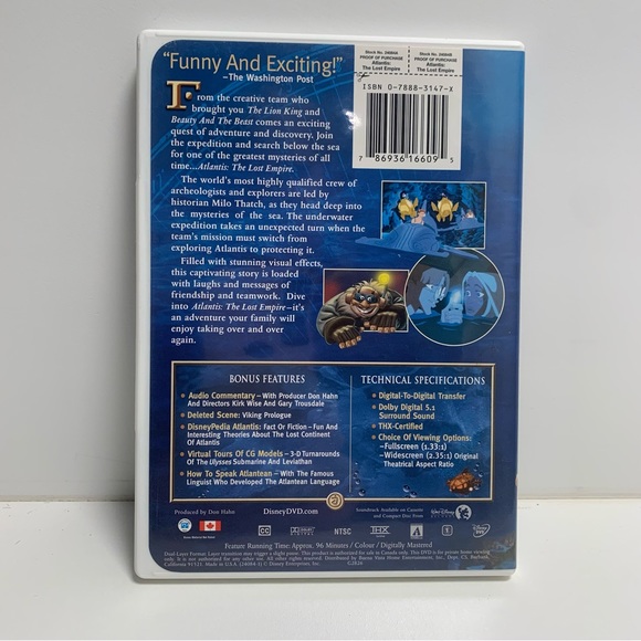 Atlantis the lost kingdom Disney DVD - Picture 2 of 5